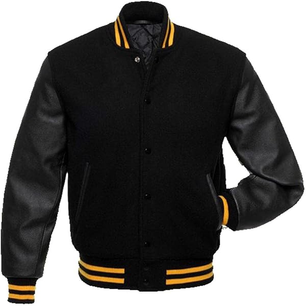 OHO Sports Direct Men Wool Varsity Jacket With Leather Sleeve